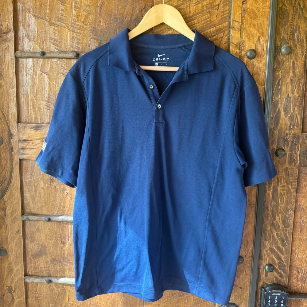 Nike Polo Shirt Mens M Blue Dri-FIT George Reed Inc Logo Short Sleeve Golf Top